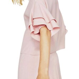 NWOT Zara Frilly Blush Pink Ruffle Short Sleeves Top Blouse